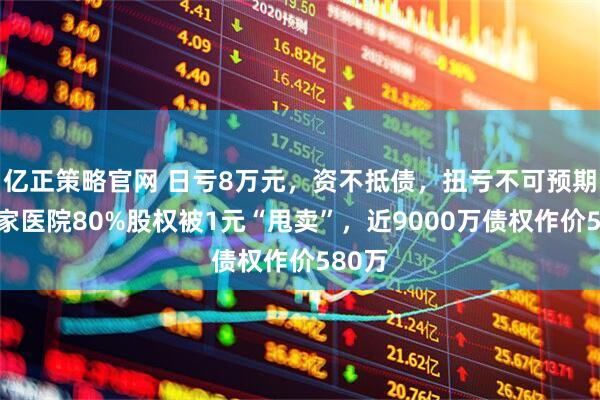 亿正策略官网 日亏8万元，资不抵债，扭亏不可预期！这家医院80%股权被1元“甩卖”，近9000万债权作价580万